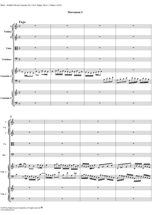 Double Clavier Concerto No. 2 in C Major, Movement 3   (BWV 1061) - Score