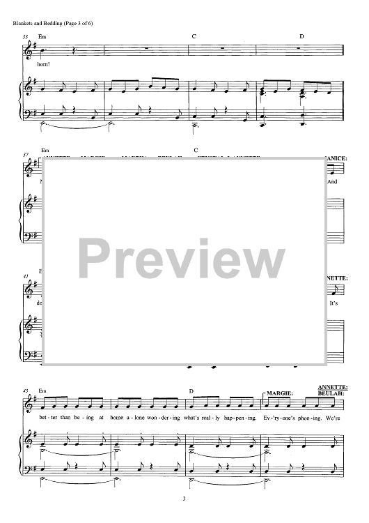 Blankets And Bedding from Come From Away" Sheet Music for Piano/Vocal/Chords Sheet Music Now