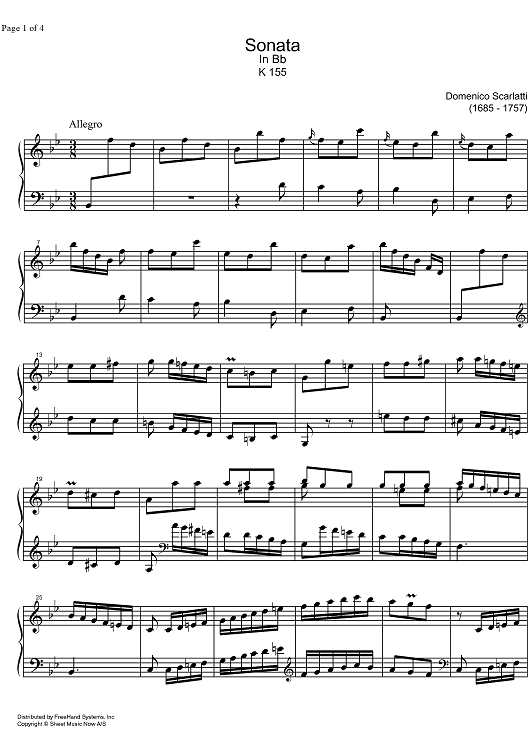 Sonata Bb Major K155