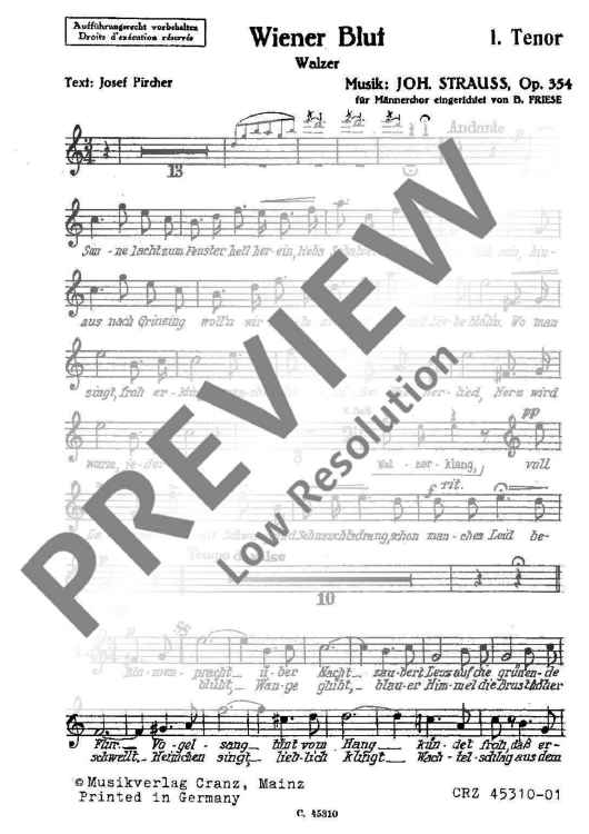 Wiener Blut - Tenor I