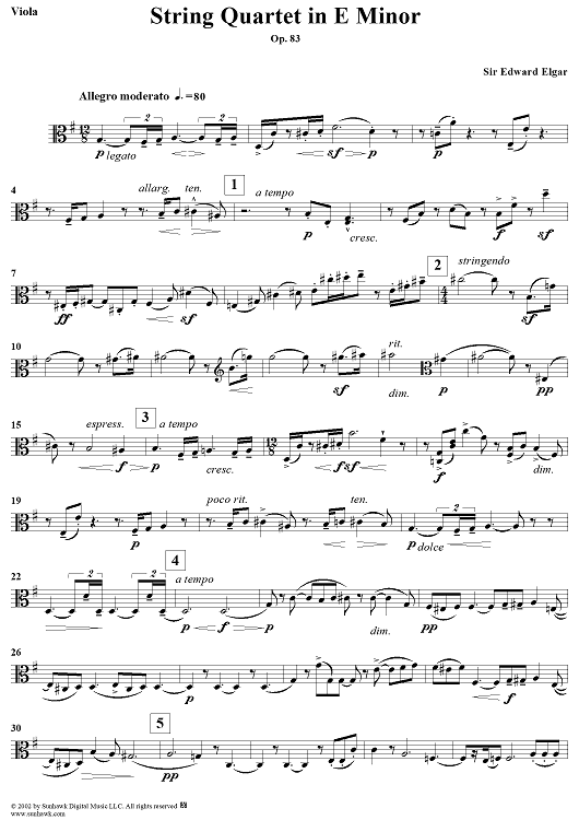 String Quartet in E Minor, Op. 83 - Viola