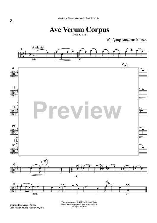 Ave Verum Corpus - K. 618 - Part 2 Viola