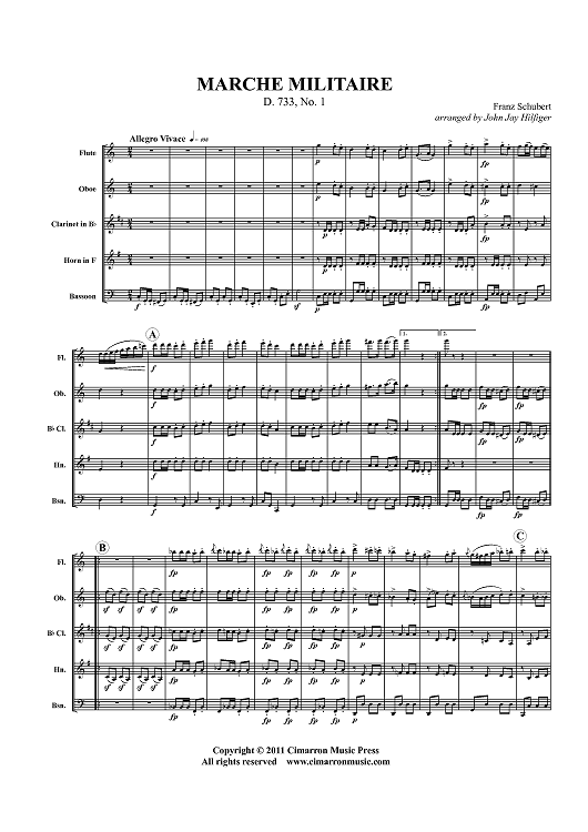March Militaire - D. 733, No. 1 - Score