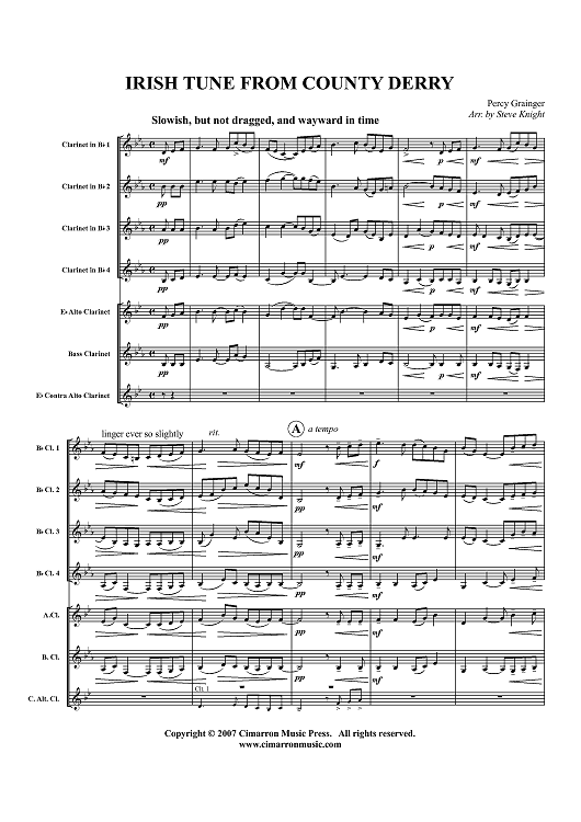 Irish Tune From County Derry - Score