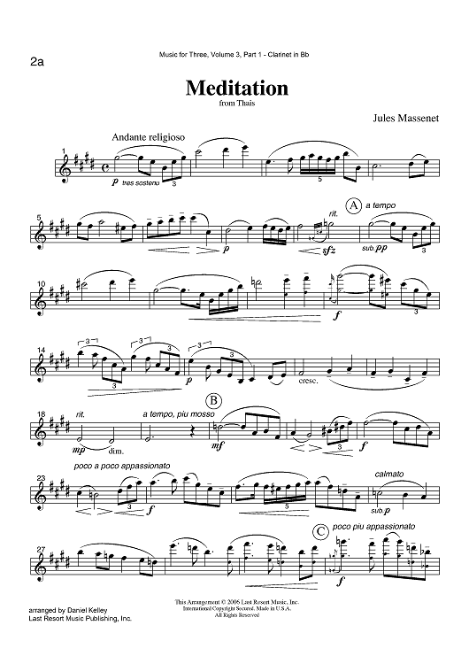 Meditation - from Thais - Part 1 Clarinet in Bb