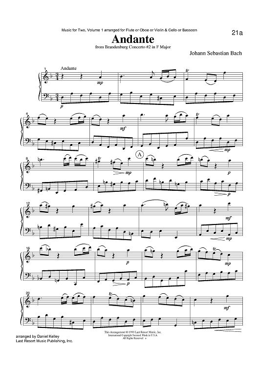 Andante - from Brandenburg Concerto #2 in F Major