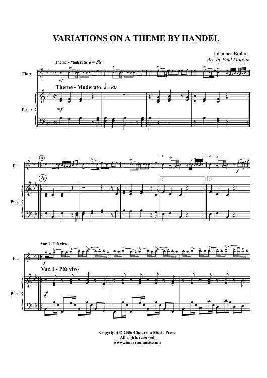 Variations on a Theme by Handel - Piano Score