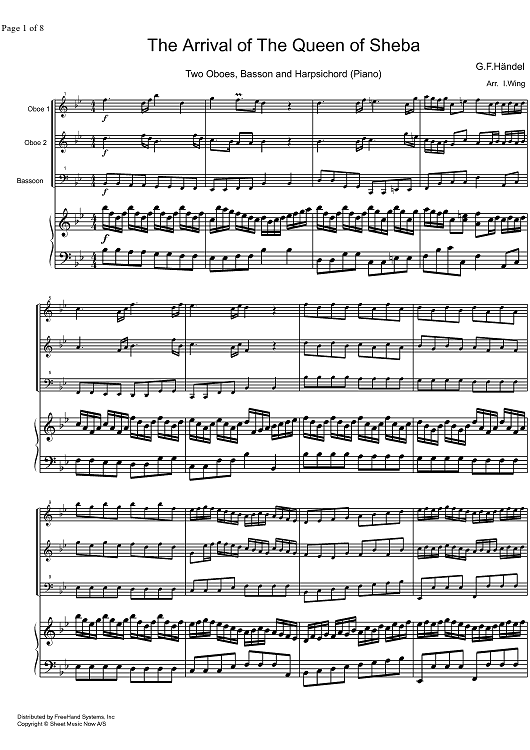 The Arrival of the Queen of Sheba HWV 67 - Score