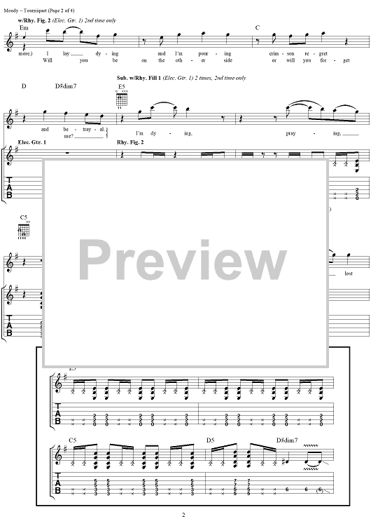 Tourniquet" Sheet Music by Evanescence for Guitar Tab/Vocal Sheet