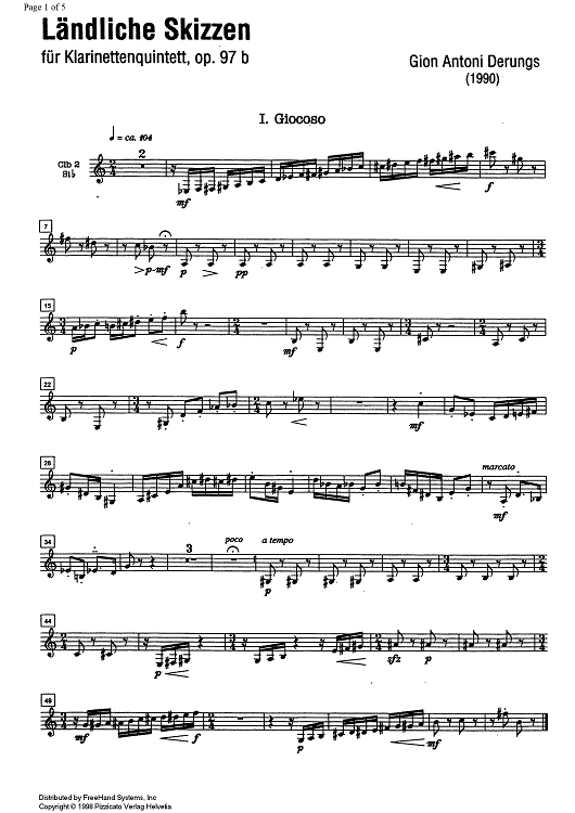 Ländliche Skizzen Op.97b - Bass Clarinet 2