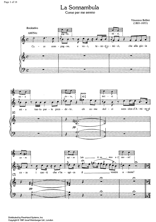 Come per me sereno from La Sonnambula