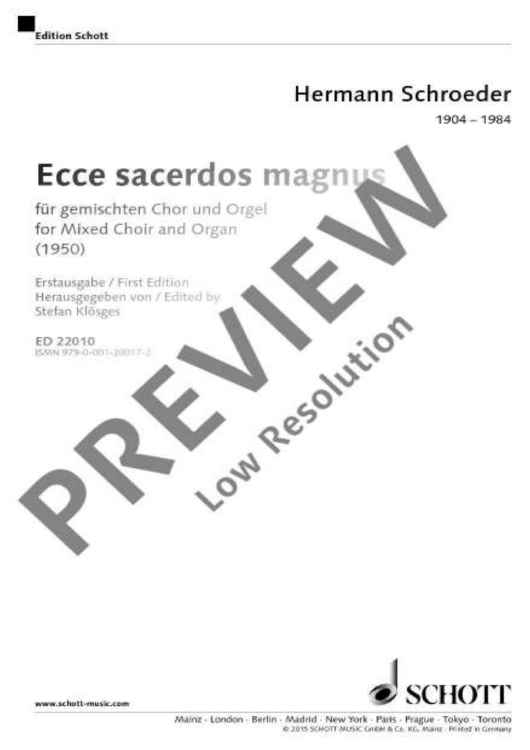 Ecce Sacerdos magnus - Score