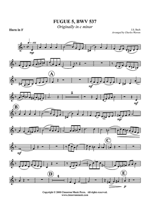Fugue 5, BWV 537  (originally in C min) - Horn in F