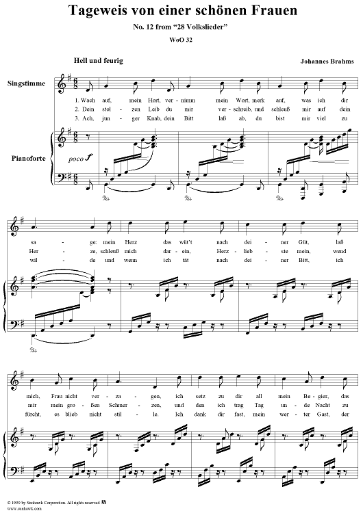 Tageweis von einer schönen Frauen - No. 12 from "28 Volkslieder"  WoO 32
