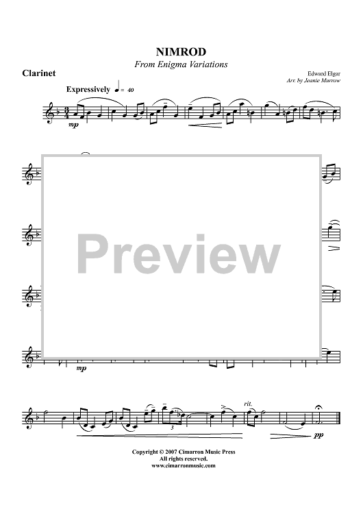 Nimrod from "Enigma Variations" - Clarinet