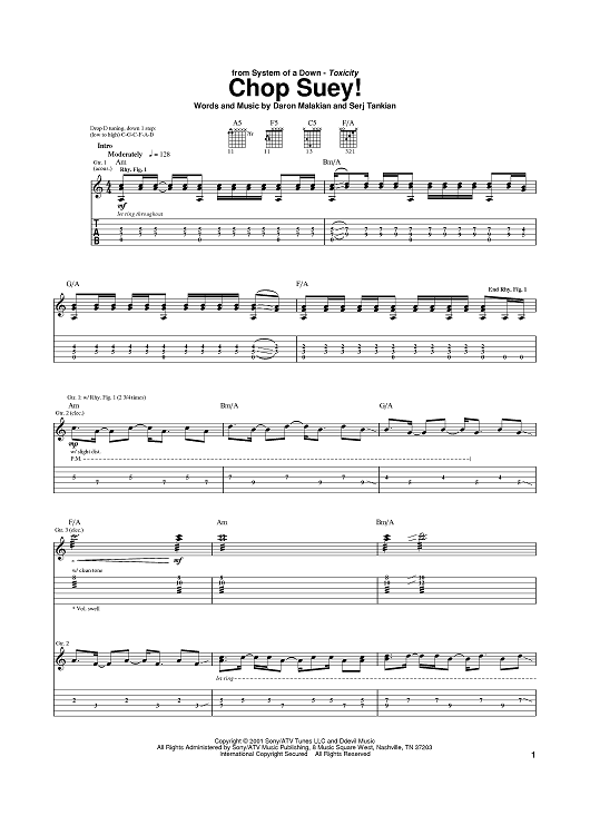 Chop suey 2025 guitar tab
