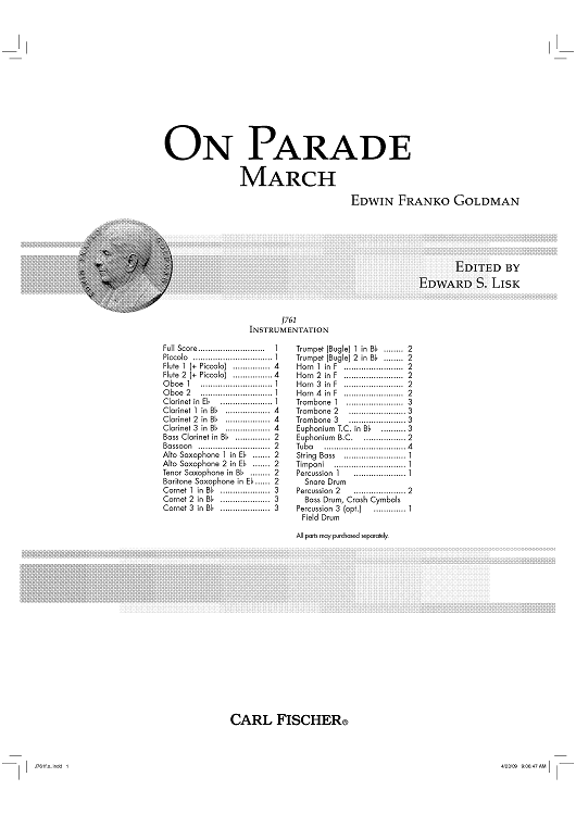 On Parade March - Score