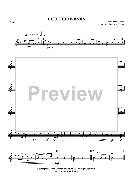 Lift Thine Eyes - Oboe