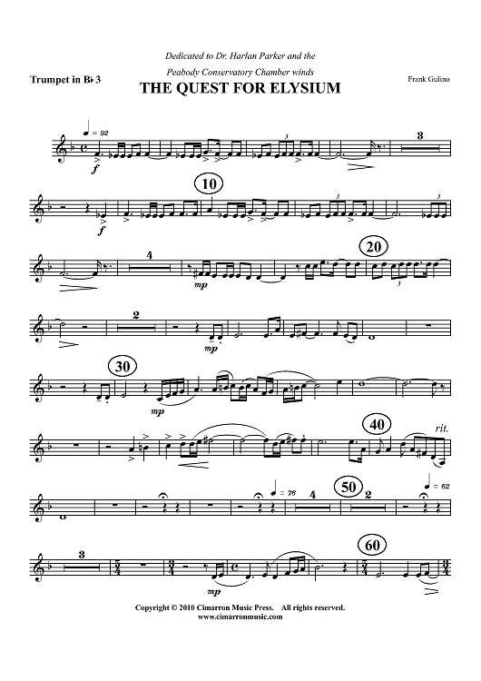 The Quest For Elysium - Trumpet 3 in B-flat