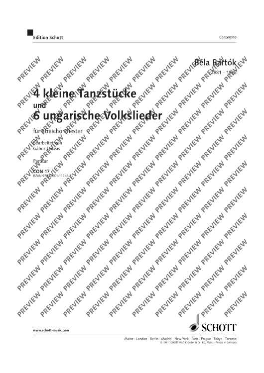 4 Easy Dance Pieces / 6 Hungarian Folksongs - Score
