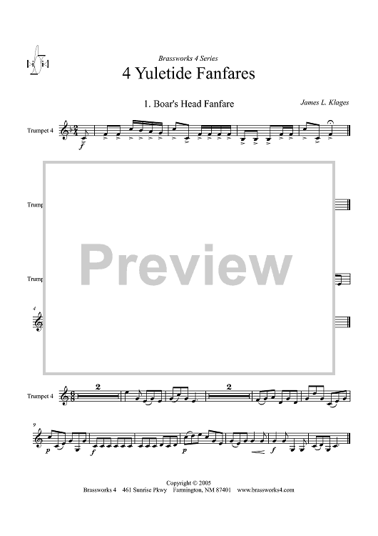 4 Yuletide Fanfares - Trumpet 4