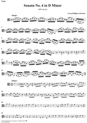 Sonata No. 6 in D Minor - Viola