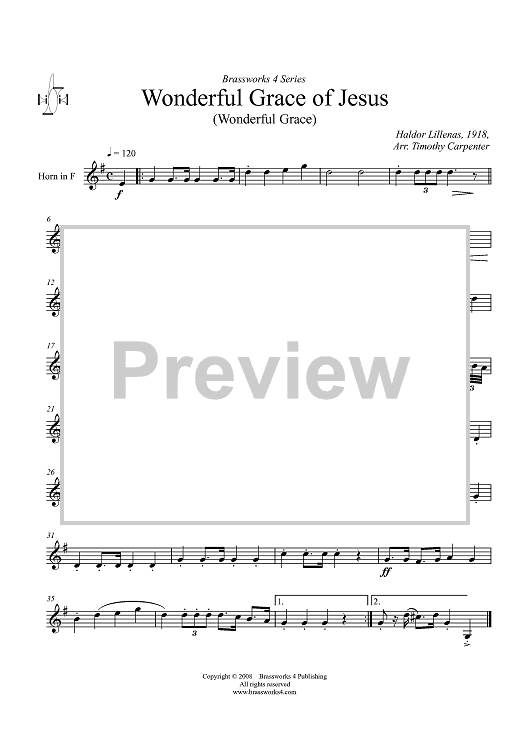 Wonderful Grace of Jesus - Horn in F
