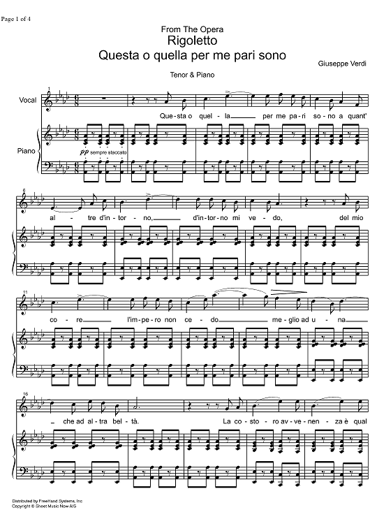 Questa o quella per me pari sono from Rigoletto