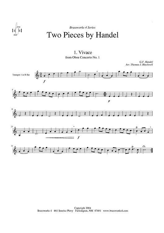 Two Pieces by Handel - Trumpet 1 in Bb