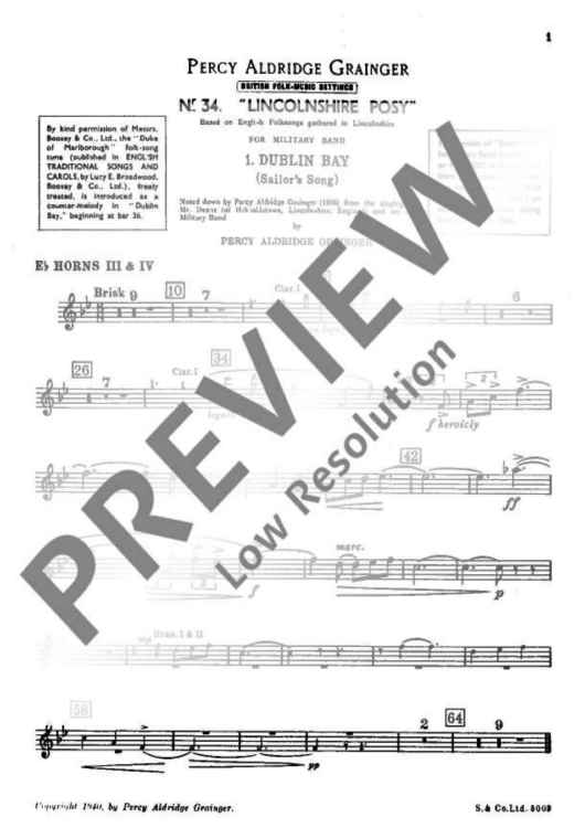 Lincolnshire Posy - Horn Iii And Iv