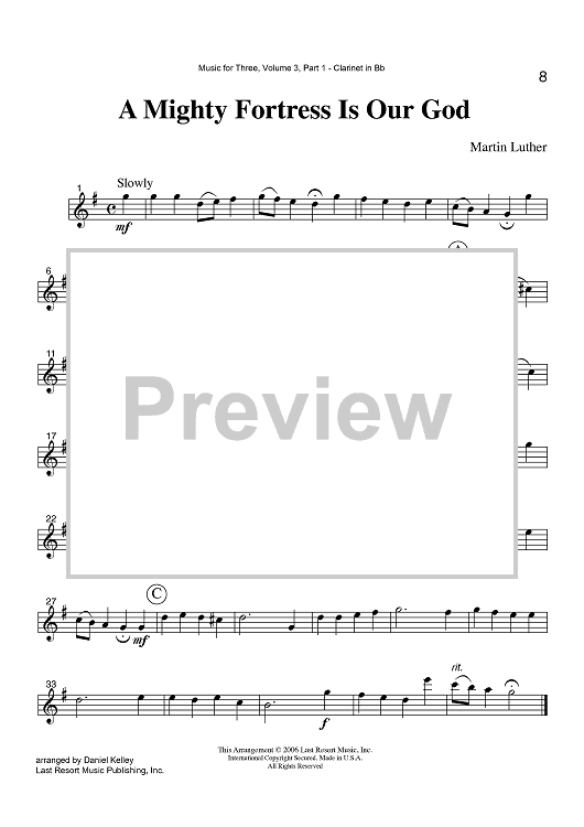 A Mighty Fortress Is Our God - Part 1 Clarinet in Bb