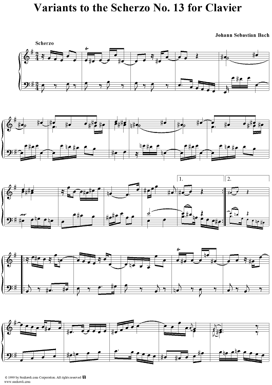 Variants to the Scherzo XIII for Clavier