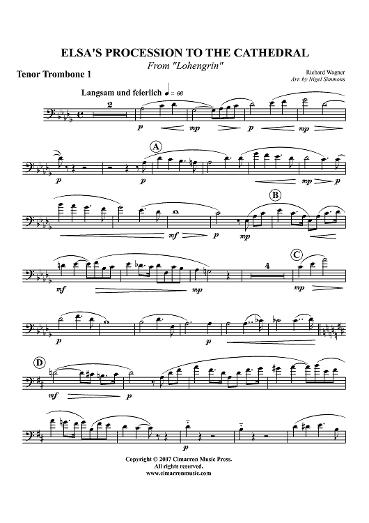 Elsa's Procession to the Cathedral from "Lohengrin" - Tenor Trombone 1