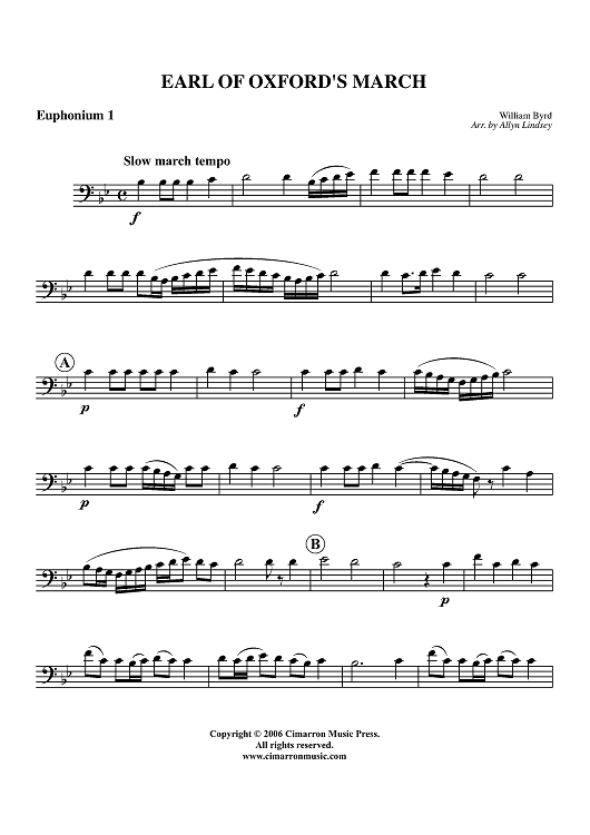 Earl of Oxford's March - Euphonium 1 BC/TC