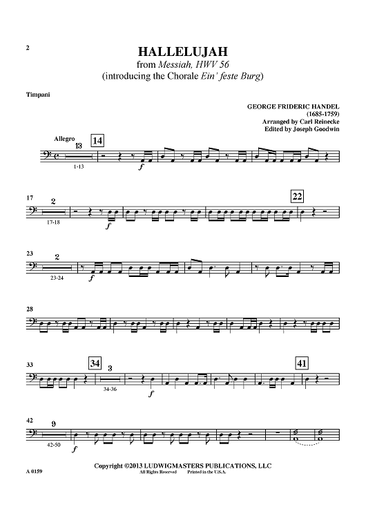 Hallelujah - from "Messiah", HWV 56 (introducing the Chorale "Ein' feste Burg") - Timpani