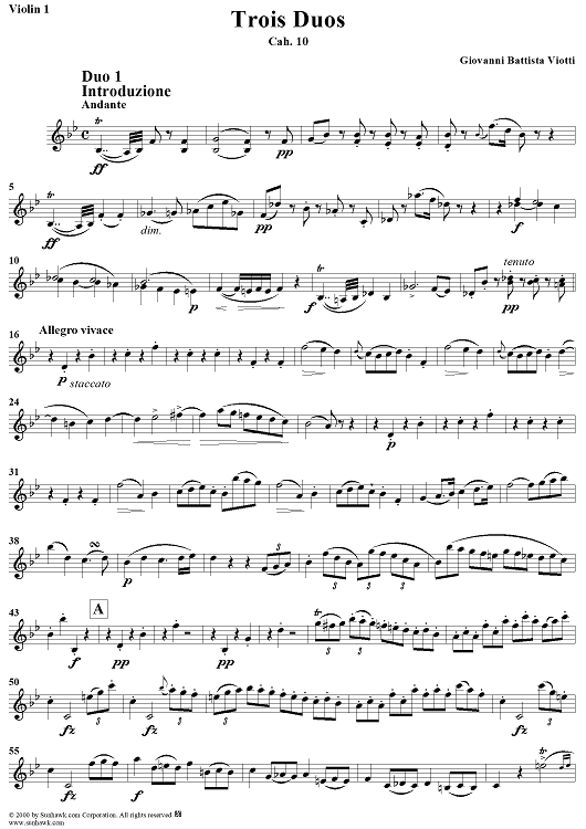 Trois Duos, Cah. 10 - Violin 1