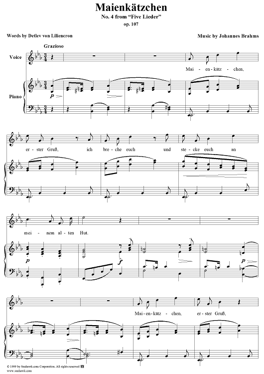 Five Lieder, Op. 107, No. 4, Maienkätzchen