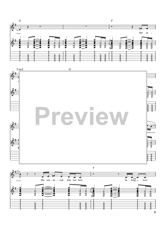 Lightning Crashes" Sheet Music by Live for Guitar Tab Sheet Music Now