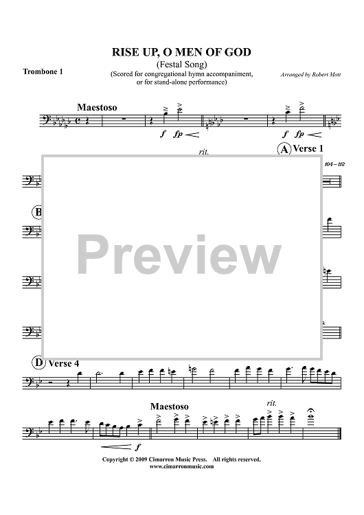 Rise up, O Men Of God - Trombone 1