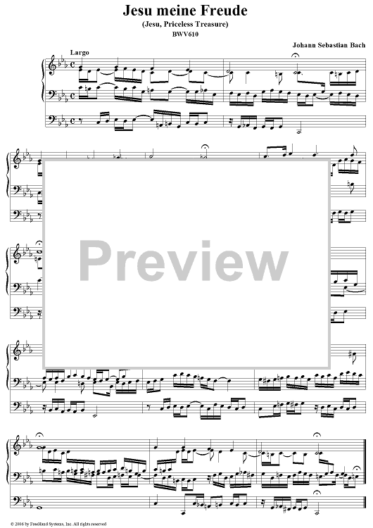 Jesu meine Freude (Jesu, Priceless Treasure), No. 12 (from "Das Orgelbüchlein"), BWV610