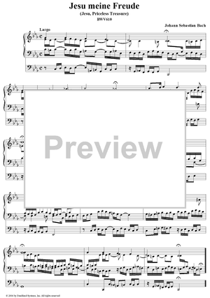 Jesu meine Freude (Jesu, Priceless Treasure), No. 12 (from "Das Orgelbüchlein"), BWV610
