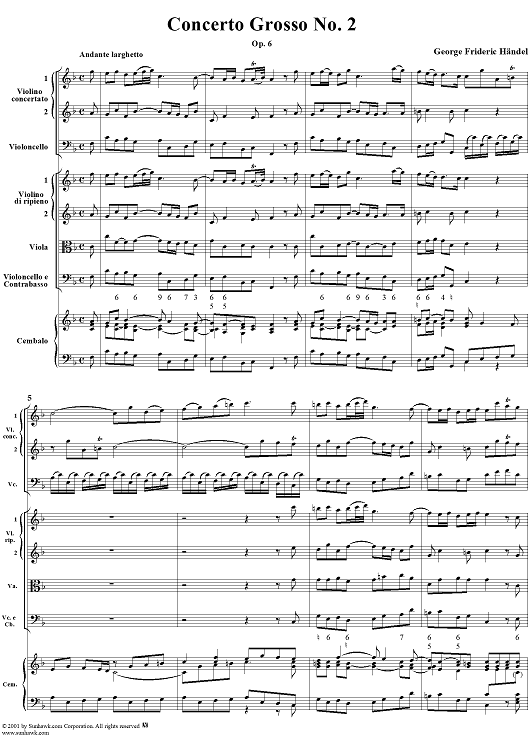 Concerto Grosso No. 2 in F Major - Full Score