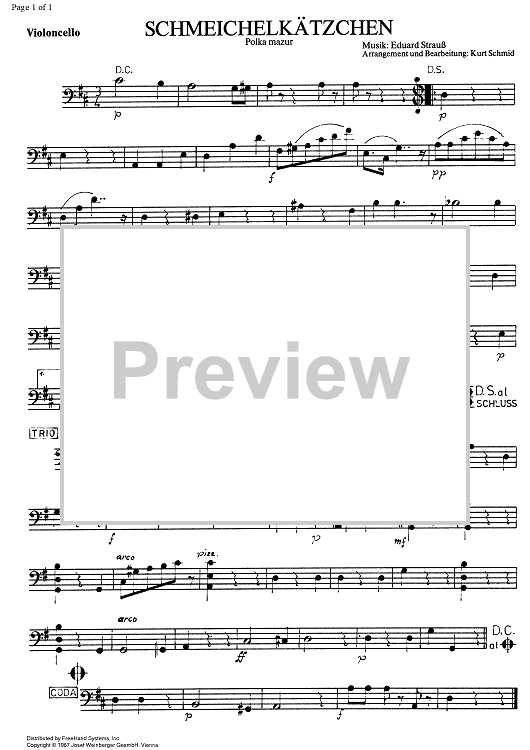 Schmeichelkätschen Op.226 - Cello