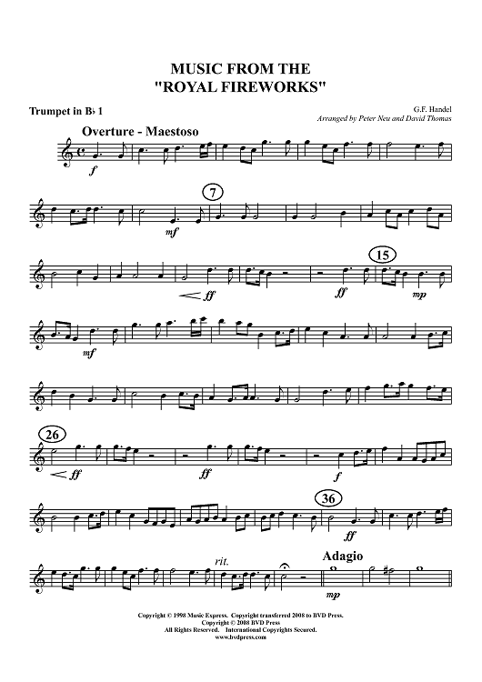 Royal Fireworks Suite - Trumpet 1