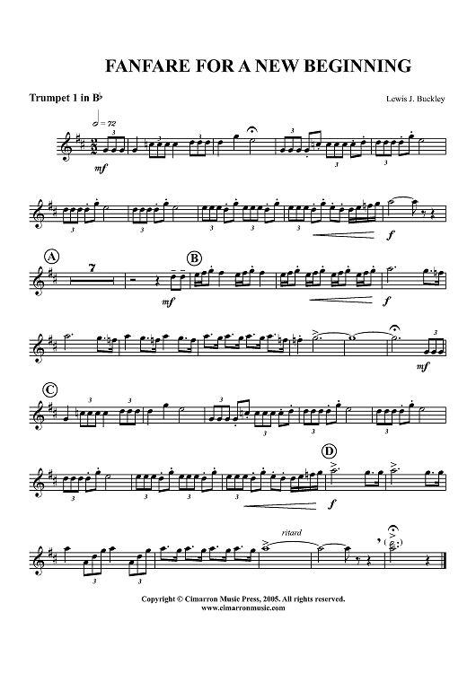 Fanfare for a New Beginning - Trumpet 1
