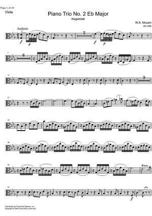 Piano Trio No. 2 Eb Major KV498  Kegelstatt - Viola