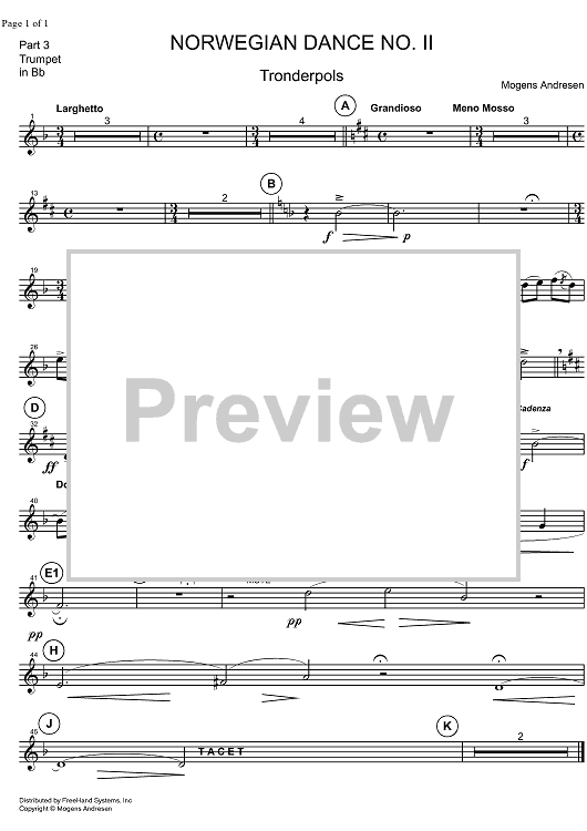 Norwegian Dance No. 2 - Trumpet in B-flat