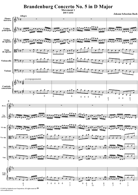 Brandenburg Concerto No. 5: Allegro - Score