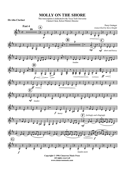 Molly on the Shore - E-flat Alto Clarinet