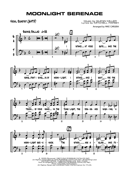 Moonlight Serenade - Vocal Quartet (SATB)